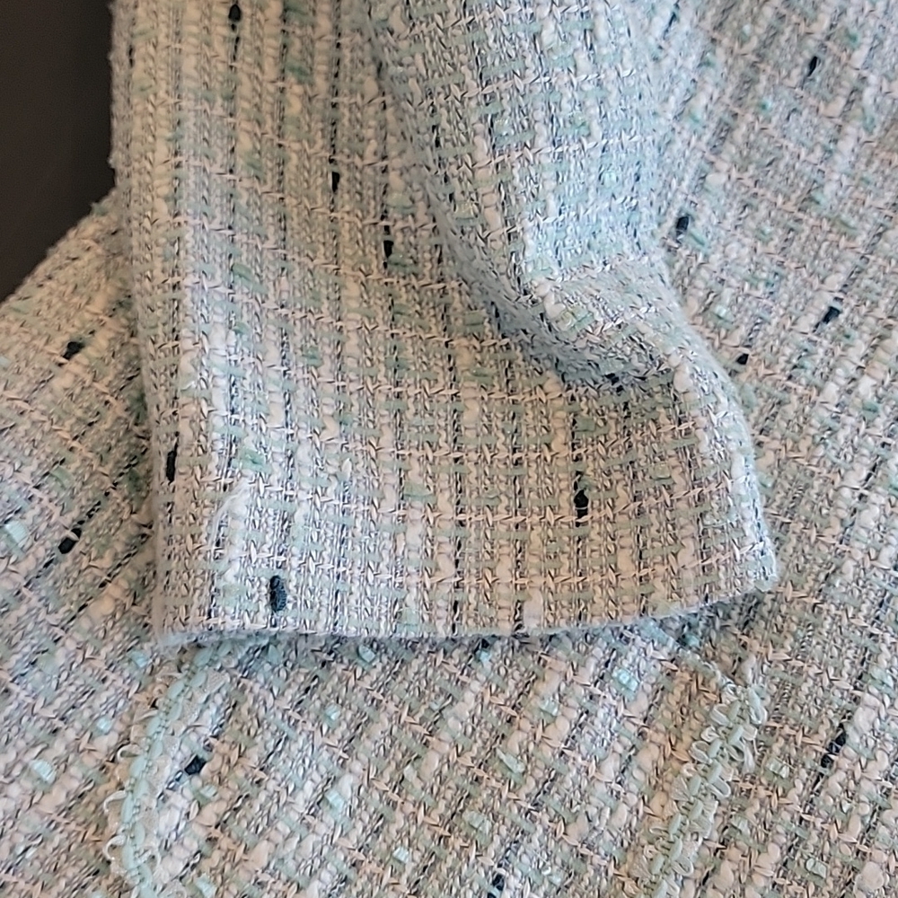 Alfred Dunner Blue White Aqua Boucle Tweed Suit Blazer Jacket 14 Petite - Picture 13 of 15